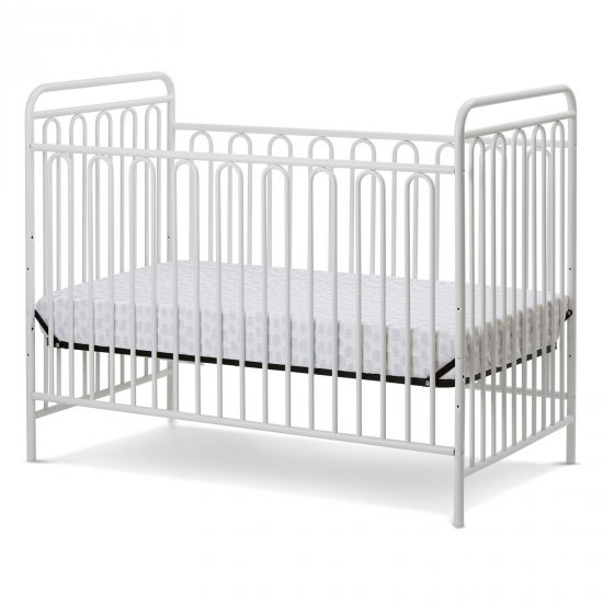 LA Baby Trinity 3 in 1 Convertible Full Sized Metal Crib, Alabaster White