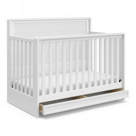 Storkcraft Luna 4-in-1 Convertible Crib with Drawer, White