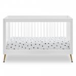 Delta Children Sloane 4-in-1 Acrylic Convertible Crib - Includes Conversion Rails, Bianca White withMelted Bronze