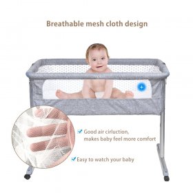 Reed Royal Bedside Sleeper Bedside Cribs, Baby Bassinet Portable Bed for Infant/Baby with Detachable Mosquito Net Mattress