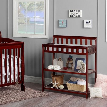 Baby Crib with Changing Table 2 Piece Set in Cherry