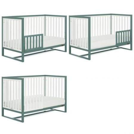 Dream On Me Arlo Modern Wood 5-in-1 Convertible Crib in Jungle Green