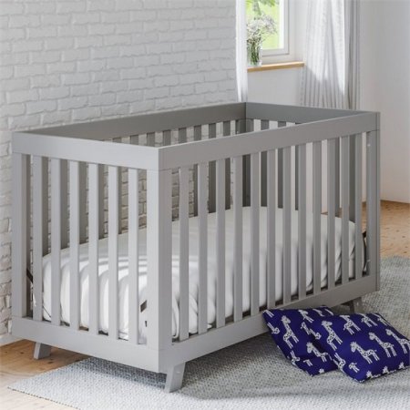 Rosebery Kids Traditional Wood 3 in 1 Convertible Crib in Pebble Gray