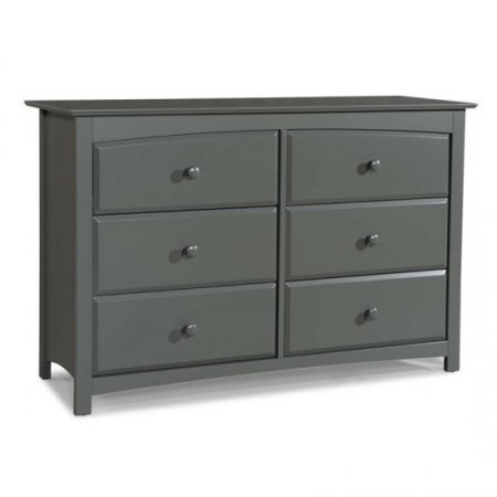 Baby Crib with Changing Table and 6 Drawer Double Dresser Set in Slate Gray