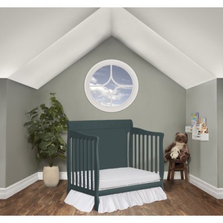 Dream On Me Aden Full Panel Convertible 4-in-1 Mini Crib In Olive