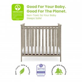 Delta Children Middleton Mini Crib with 2.75-Inch Mattress, Textured Limestone