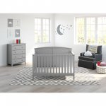 Storkcraft Steveston 4 in 1 Convertible Baby Crib, Pebble Gray