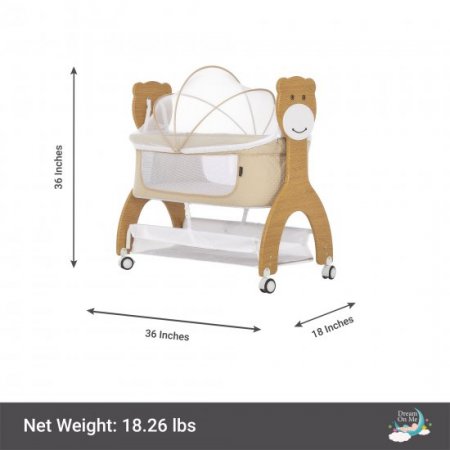 Dream On Me Cub Portable Bassinet, Rocking Cradle, Best for small living space, Compact Portable Bassinet in Beige