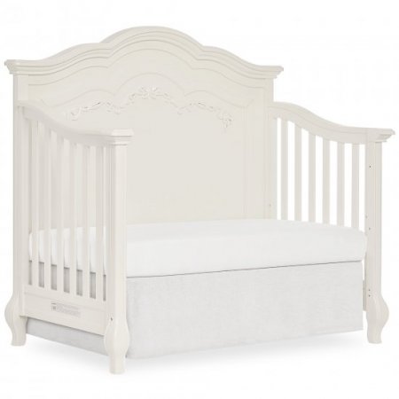 Evolur Aurora Deluxe Edition 5 in 1 Curved Convertible Crib I Fairytale Nursery I Easily Converts to Toddler Bed, 3-Position Adjustable Mattress Support I Curved Headboard And Footboard in Ivory Lace