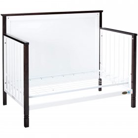 Dream On Me Alexa II 5 in 1 Convertible Crib in White with Wire Brushed Charcoal, Greenguard Gold Certified