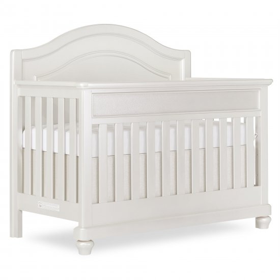 evolur Signature Glam 5 In 1 Convertible Crib, Pearl White