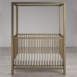 Rosebery Kids Contemporary Adjustable Gold Metal Canopy Crib