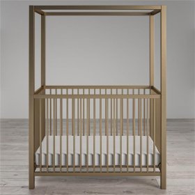 Rosebery Kids Contemporary Adjustable Gold Metal Canopy Crib