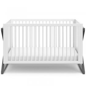 Rosebery Kids Traditional 3 in 1 Wood Convertible Crib in White and Gray