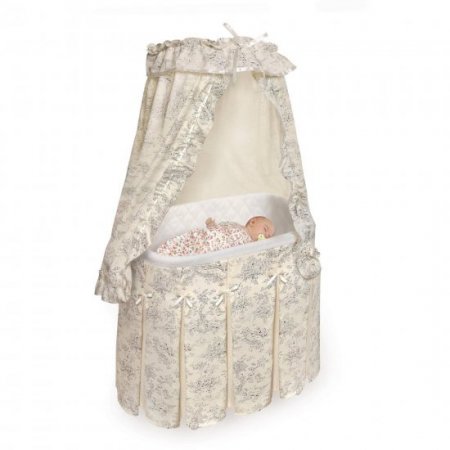 Badger Basket Majesty Baby Bassinet with Canopy, Black Toile