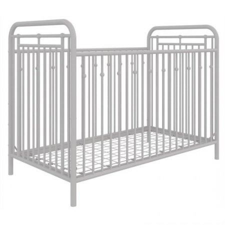 Rosebery Kids Contemporary Metal Crib Nursery Furniture in Dove Gray