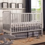 3 in 1 Convertible Crib Set with Matching Changing Table in Fog Gray