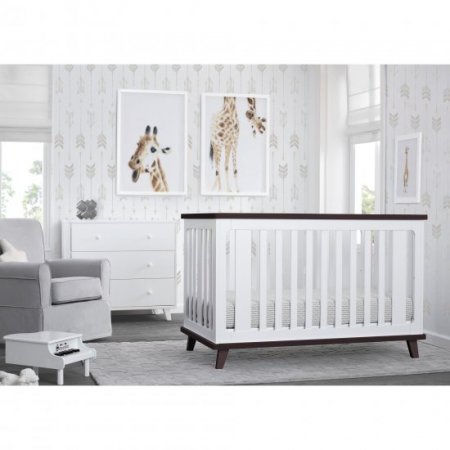 Delta Children Ava 3-in-1 Convertible Crib, White/Black Espresso