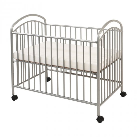 L.A. Baby Classic Arched Portable Mini Crib with Mattress, Gray