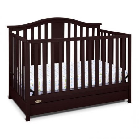 Rosebery Kids Traditional 4-in-1 Wood Convertible Crib with Drawer in Espresso