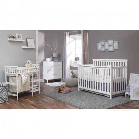 Sorelle Palisades Room In a Box, White, Crib, Dresser, and Hamper