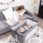 Baby joy Portable Baby Bed Side Sleeper Infant Travel Bassinet Crib W/Carrying Bag Grey