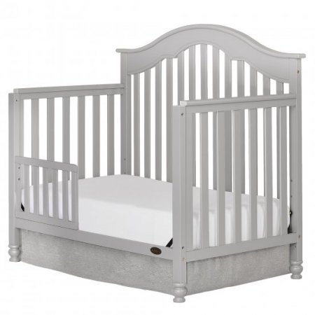 Dream On Me Charlotte 5-In-1 Convertible Crib, Silver Grey Pearl