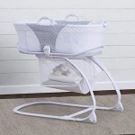 Delta Children 2-in-1 Moses Basket Bedside Bassinet Sleeper - Portable Baby Crib with Wheels & Removable Moses Basket, Grey