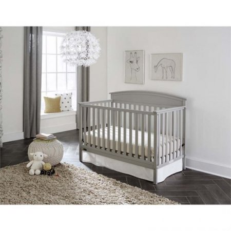 Rosebery Kids Traditional 4-in-1 Wood Convertible Crib in Pebble Gray