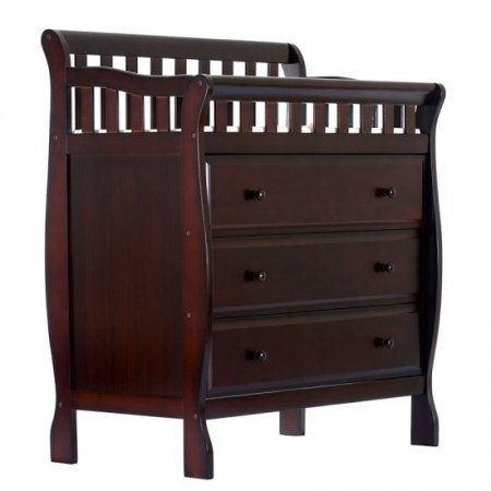 Baby Crib with Changing Table Dresser 2 Piece Set in Espresso