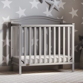 Graco Stella 4-in-1 Convertible Mini Crib with Bonus Mattress, Pebble Gray