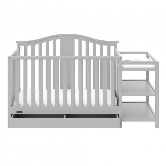 Graco Solano 4-in-1 Convertible Crib and Changer with Drawer, Pebble Gray