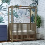 Rosebery Kids Contemporary Adjustable Gold Metal Canopy Crib