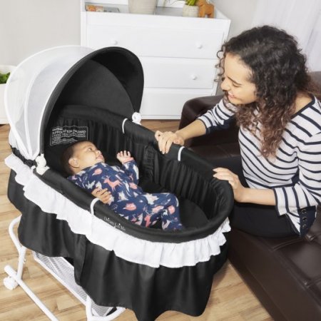 Dream On Me Lacy, Portable 2-in-1 Bassinet and Cradle in Black