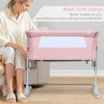 Costway Babyjoy Portable Baby Bed Side Sleeper Infant Travel Bassinet Crib W/Carrying Bag Pink