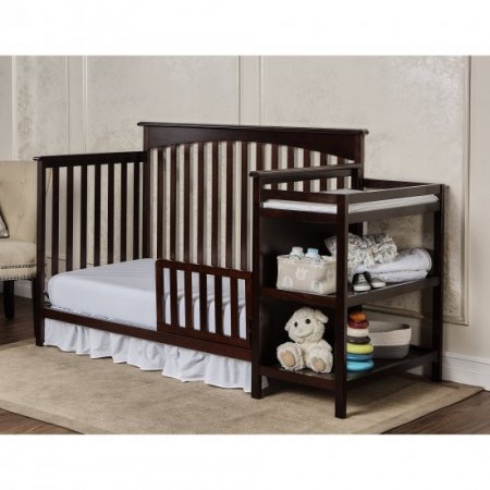 Dream On Me Chloe 5-in-1 Convertible Crib and Changer, Espresso