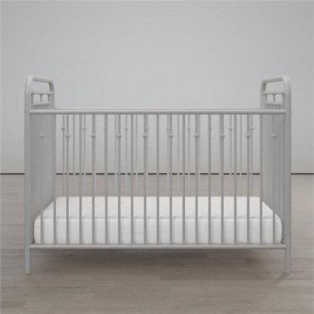 Rosebery Kids Contemporary Metal Crib Nursery Furniture in Dove Gray