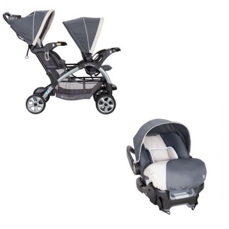 Baby Trend Sit N Stand Travel Double Baby Stroller and Car Seat Combo, Magnolia