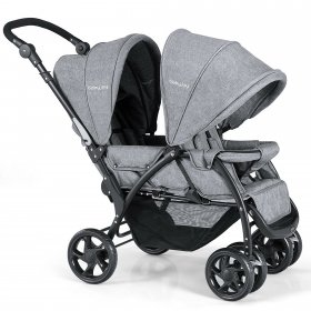 Foldable Double Baby Stroller Lightweight Front & Back Seats Pushchair Gray