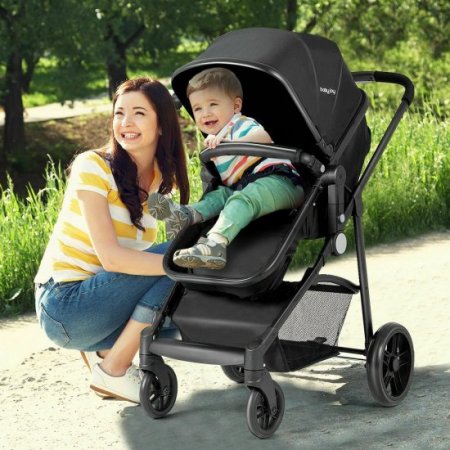 Costway 2 In1 Foldable Baby Stroller Kids Travel Newborn Infant Buggy Pushchair Black