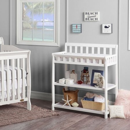 Baby Crib with Changing Table 2 Piece Set in White