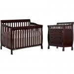 Baby Crib with Changing Table Dresser 2 Piece Set in Espresso