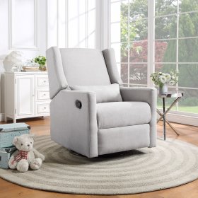 Suite Bebe Pronto Gliding Swivel Recliner in Blanco White Fabric