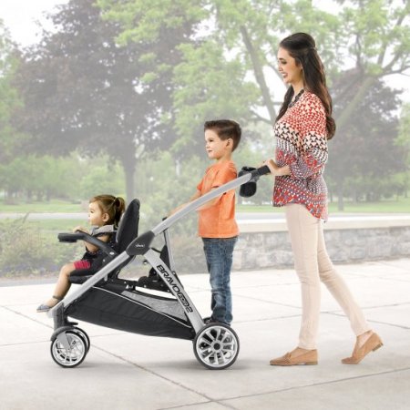 Chicco BravoFor2 Standing/Sitting Double Stroller, Iron (Black/Grey)