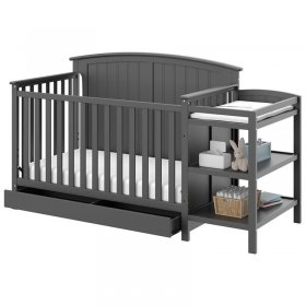 Rosebery Kids Traditional 3 Piece Wood Convertible Crib Set in Gray