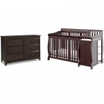 Baby Crib with Changing Table and 6 Drawer Double Dresser Set in Espresso