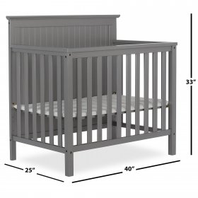 Dream On Me Ava 4-in-1 Convertible Mini Crib, Steel Grey