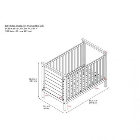 Rosebery Kids Contemporary 3 in 1 Convertible Crib in Espresso