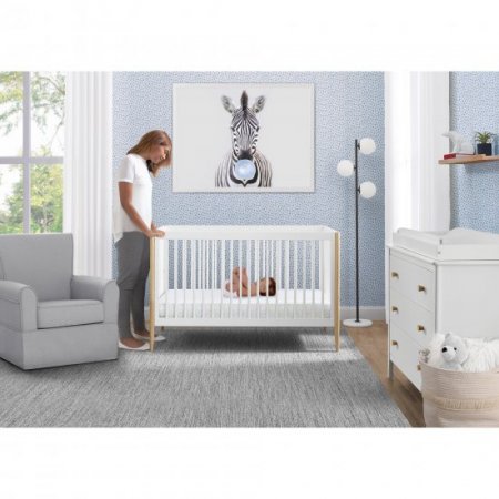 Delta Children Casey 6-in-1 Convertible Crib, Bianca White/Natural