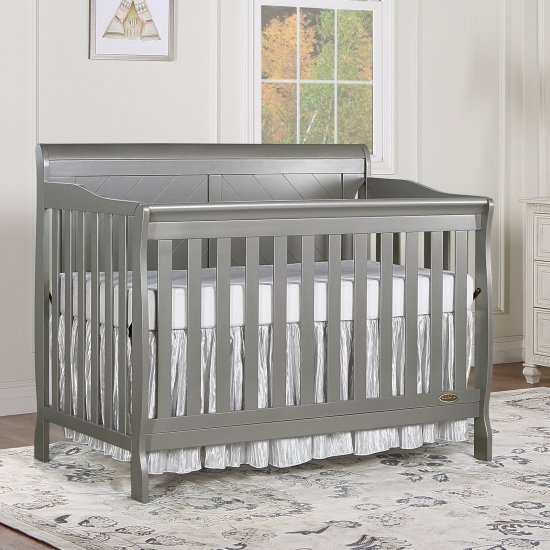 Dream On Me Ashton Full Panel 5-in-1 Convertible Crib, Storm Grey